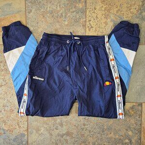 Ellesse Sz Small Avico Track Pant Navy Blue Logo Stripe Elastic Waist Drawstring